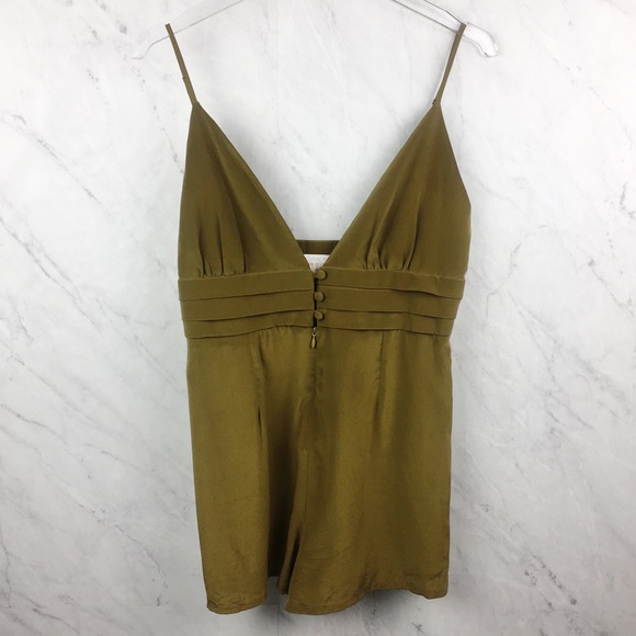 Stone Cold Fox Pants - Stone Cold Fox Swoon Olive Green Silk Romper, Sz 3